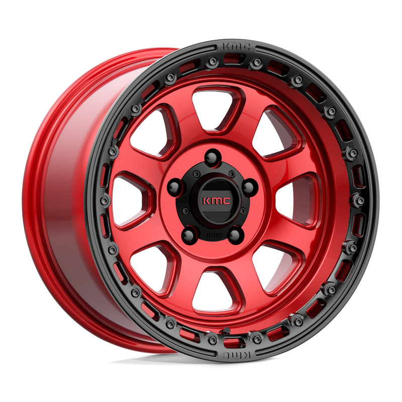 KMC Wheels - KM548 CHASE - CANDY RED WITH BLACK LIP - 17" x 9", -12 Offset, 6x139.7 (Bolt Pattern), 106.1mm HUB