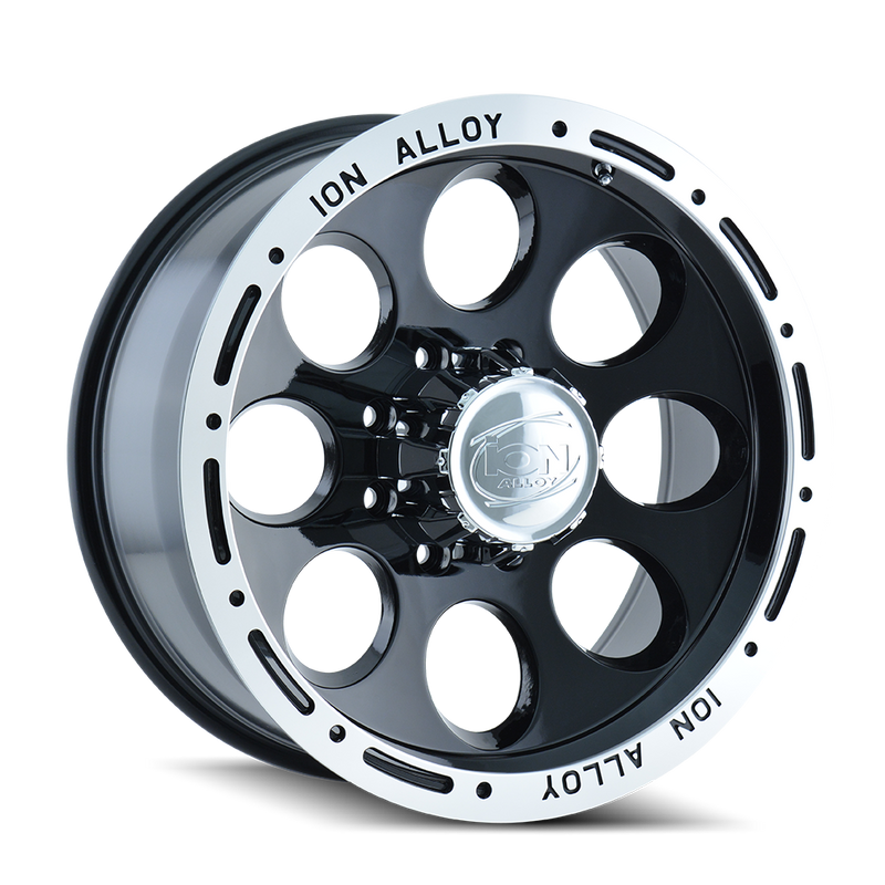 Ion Alloy - 174 - Black - BLACK/MACHINED LIP - 18" x 9", 0 Offset, 8x170 (Bolt Pattern), 130.8mm HUB