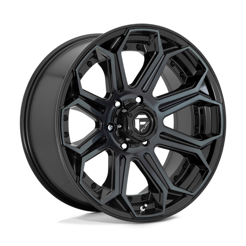 Fuel - D704 SIEGE - Black - GLOSS MACHINED DOUBLE DARK TINT - 22" x 12", -44 Offset, 5x127 (Bolt Pattern), 71.5mm HUB