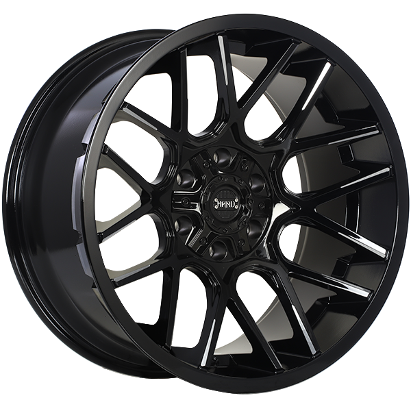 Ruffino HARD - Tactical - Black - Gloss Black - Milled Edge - 20" x 10", -12 Offset, 5x127/139.7 (Bolt Pattern), 77.8mm HUB