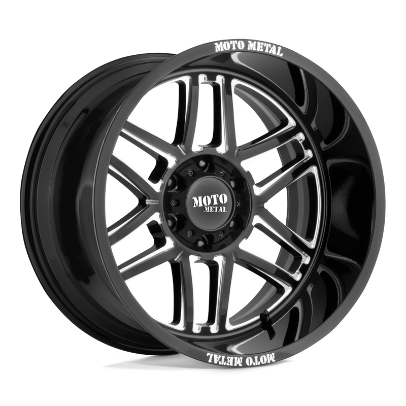 Moto Metal - MO992 FOLSOM - Black - GLOSS BLACK MILLED - 22" x 10", -18 Offset, 8x165.1 (Bolt Pattern), 125.1mm HUB