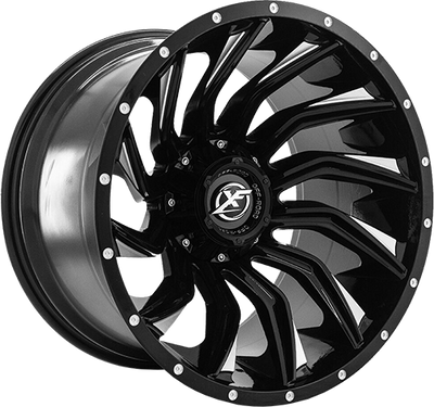 XF Off-Road - XF-224 - Black - Gloss Black Milled - 24" x 14", -76 Offset, 5x127/139.7 (Bolt pattern), 78.10mm HUB