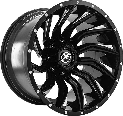 XF Off-Road - XF-224 - Black - Gloss Black Milled - 24" x 14", -76 Offset, 5x127/139.7 (Bolt pattern), 78.10mm HUB