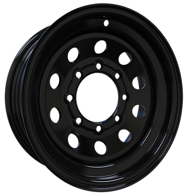 Envy Wheels - TRAILER STEEL MODULAR - Black - GLOSS BLACK - 16" x 6", 0 Offset, 8x165.1 (Bolt Pattern), 131mm HUB