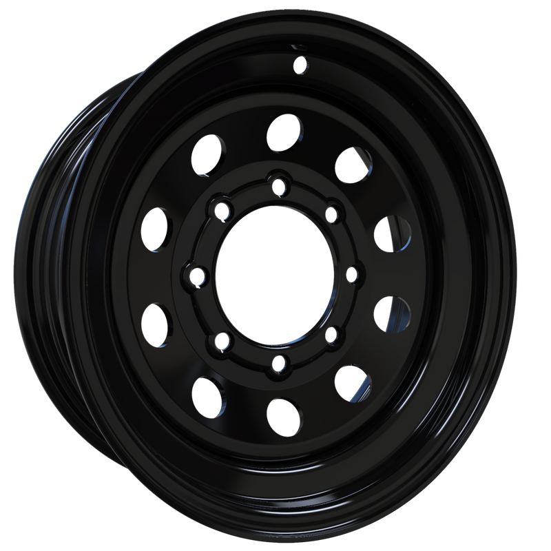 Envy Wheels - TRAILER STEEL MODULAR - Black - GLOSS BLACK - 16" x 6", 0 Offset, 8x165.1 (Bolt Pattern), 131mm HUB