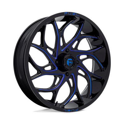 Fuel UTV - D778 RUNNER UTV - Black - GLOSS BLACK MILLED CANDY BLUE - 24" x 7", 13 Offset, 4x156 (Bolt Pattern), 132mm HUB