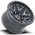 Vortek Offroad - VRT-603 - Gunmetal - Matte Titanium with Black Bead Ring - 20" x 9", 0 Offset, 6x135/139.7 (Bolt pattern), 106.10mm HUB