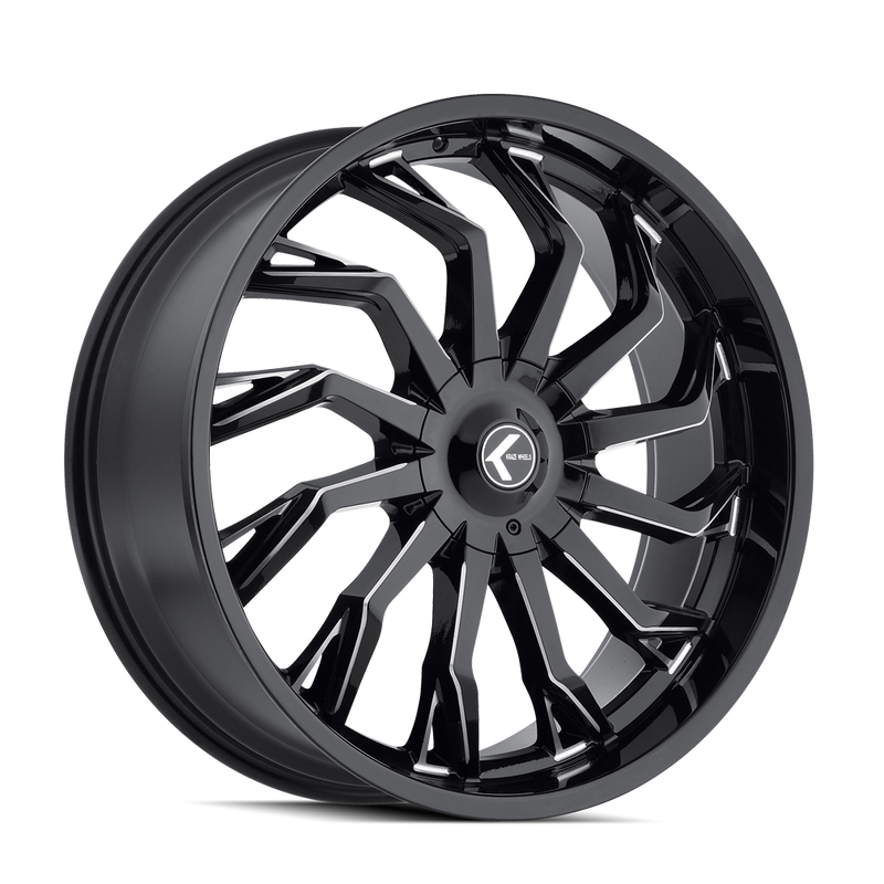 Kraze Wheels - SCRILLA - Black - BLACK/MILLED - 26" x 10", 18 Offset, 5x127/139.7 (Bolt Pattern), 87mm HUB