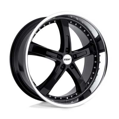 TSW Wheels - JARAMA - Black - Gloss Black with Mirror Cut Lip - 19" x 8", 40 Offset, 5x110 (Bolt Pattern), 72.1mm HUB