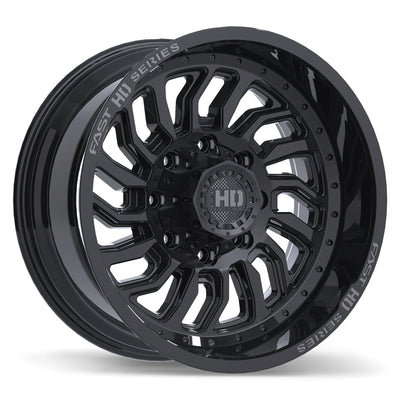 Fast HD - D-STRUCT - Black - Gloss Black with Grey Milling - 20" x 10", -15 Offset, 8x170 (Bolt Pattern), 125.1mm HUB