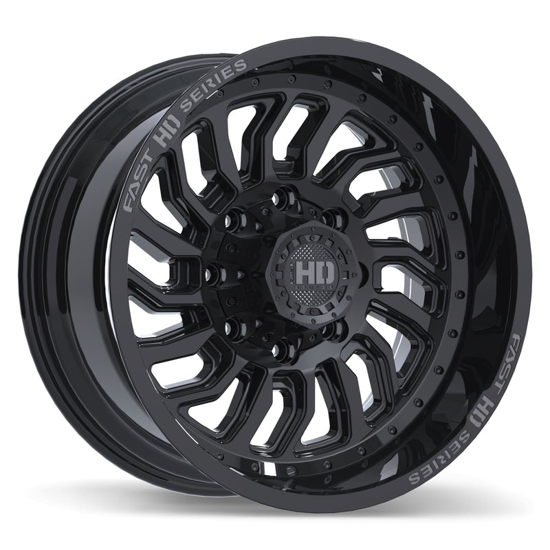 Fast HD - D-STRUCT - Black - Gloss Black with Grey Milling - 20" x 10", -15 Offset, 8x170 (Bolt Pattern), 125.1mm HUB