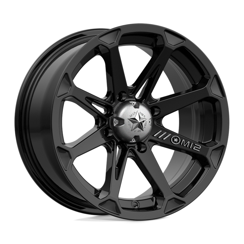 MSA Offroad Wheels - M12 DIESEL - Black - GLOSS BLACK - 14" x 7", 10 Offset, 4x156 (Bolt Pattern), 132mm HUB