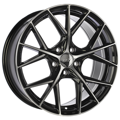 Dai Alloys - A-Spec - Black - Gloss Black - Machined Face - 17" x 7.5", 40 Offset, 5x100 (Bolt Pattern), 73.1mm HUB