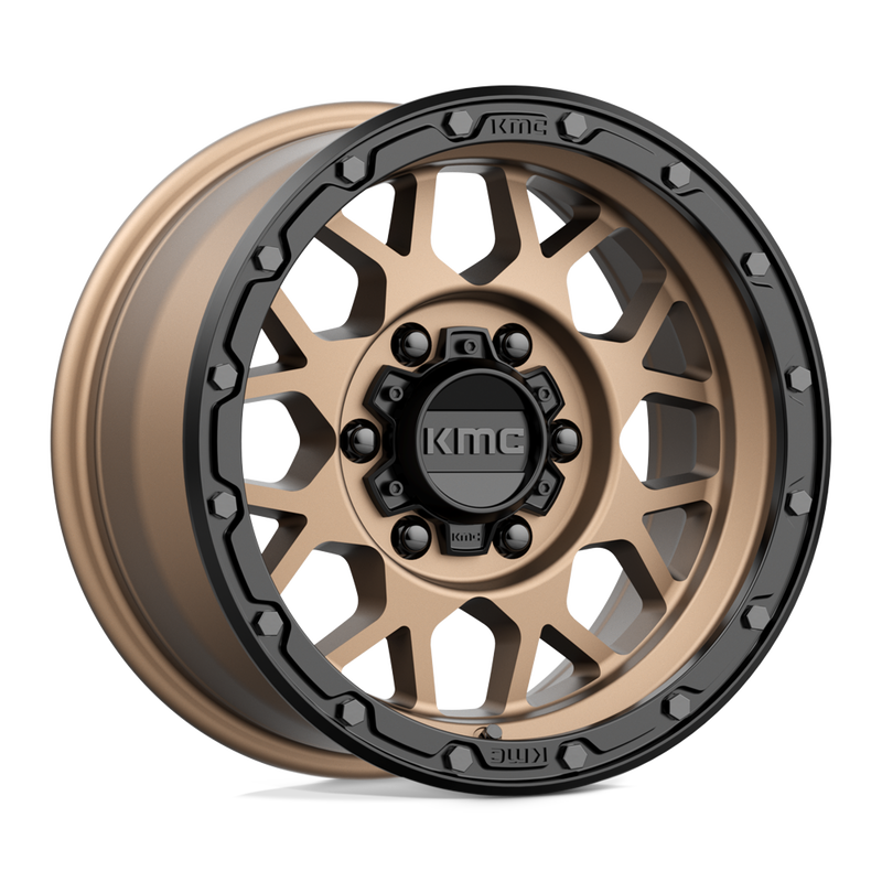 KMC Wheels - KM535 GRENADE OFF-ROAD - Bronze - MATTE BRONZE MATTE BLACK LIP - 16" x 8", -6 Offset, 6x139.7 (Bolt Pattern), 106.1mm HUB