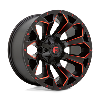 Fuel - D787 ASSAULT - Black - MATTE BLACK RED MILLED - 20" x 12", -43 Offset, 5x114.3/127 (Bolt Pattern), 78.1mm HUB
