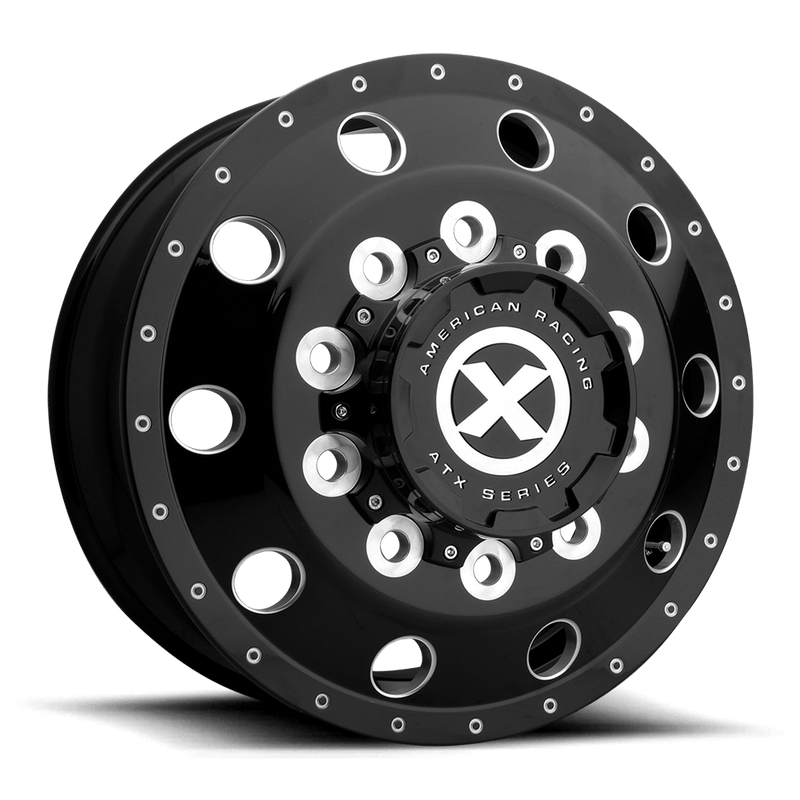 ATX - AO400 BAJA - Black - GLOSS BLACK MILLED - 22.5" x 8.25", 145 Offset, 10x285.75 (Bolt Pattern), 220.1mm HUB