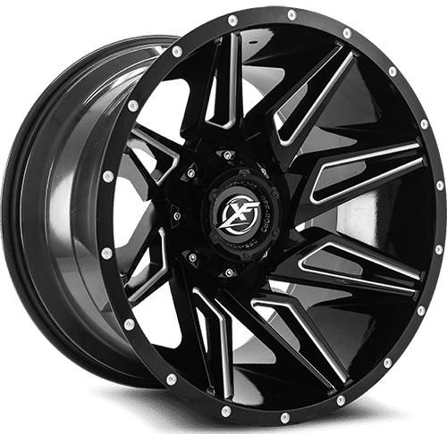 XF Off-Road - XF-218 - Black - Gloss Black Milled - 20" x 10", -24 Offset, 5x127/139.7 (Bolt pattern), 78.10mm HUB