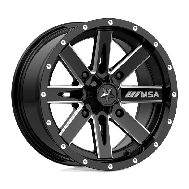 MSA Offroad Wheels - M41 BOXER - Black - GLOSS BLACK MILLED - 14" x 7", 10 Offset, 4x110 (Bolt Pattern), 86mm HUB