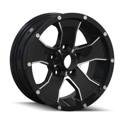 ION Trailer - 14 - Black - BLACK/MACHINED FACE - 15" x 6", 0 Offset, 5x114.3 (Bolt Pattern), 83.82mm HUB