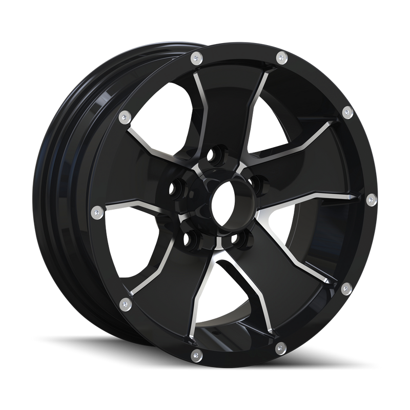 ION Trailer - 14 - Black - BLACK/MACHINED FACE - 15" x 6", 0 Offset, 5x114.3 (Bolt Pattern), 83.82mm HUB