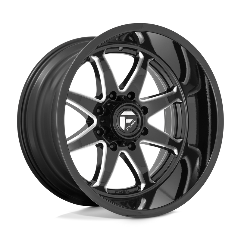 Fuel - D749 HAMMER - Black - GLOSS BLACK MILLED - 22" x 12", -44 Offset, 8x170 (Bolt Pattern), 125.1mm HUB