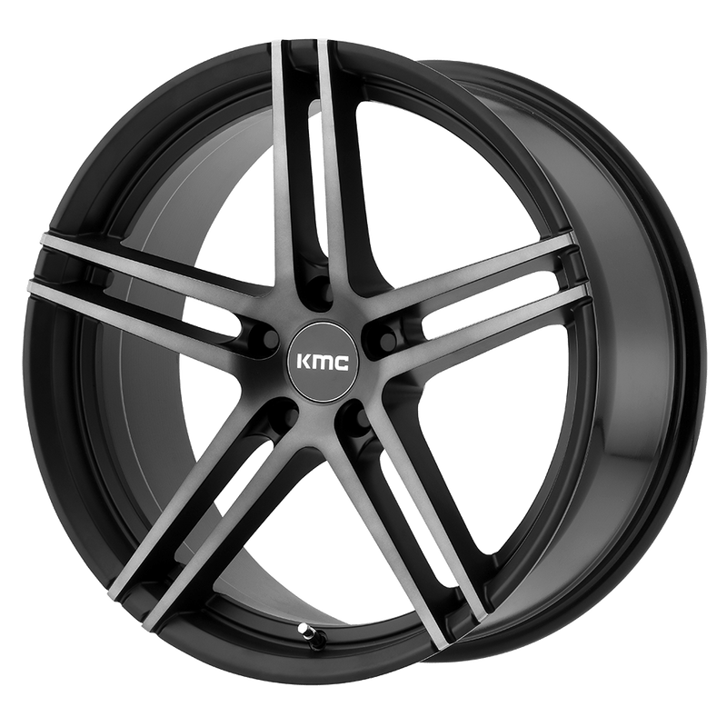 KMC Wheels - KM703 MONOPHONIC - Black - Satin Black Titanium Black Face - 20" x 10", 45 Offset, 5x112 (Bolt Pattern), 66.6mm HUB