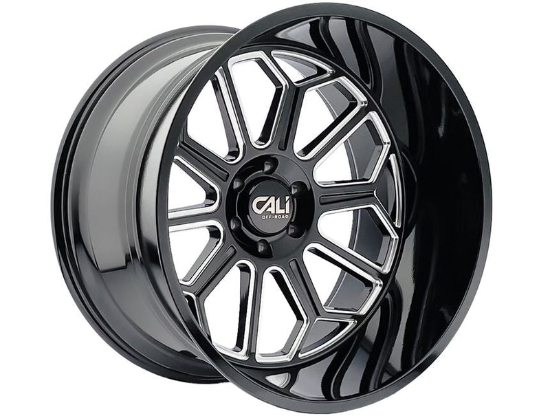 Cali Off-Road - AUBURN - Black - Black / Milled - 24" x 14", -76 Offset, 6x139.7 (Bolt pattern), 106mm HUB