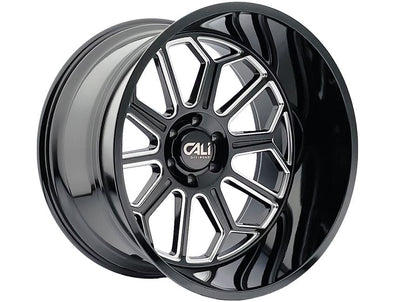 Cali Off-Road - AUBURN - Black - Black / Milled - 24" x 14", -76 Offset, 8x180 (Bolt pattern), 124.1mm HUB