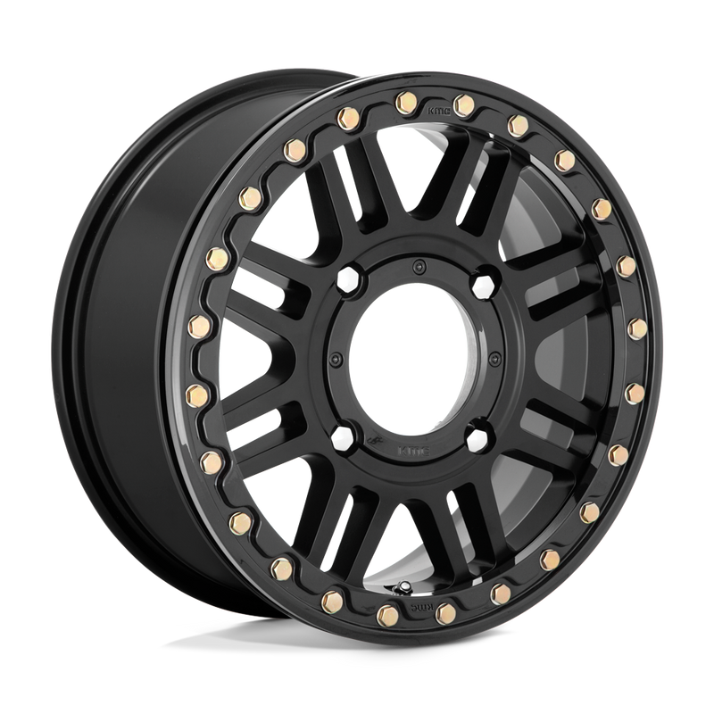 KMC Powersports - KS250 CAGE BEADLOCK - Black - SATIN BLACK WITH GLOSS BLACK RING - 15" x 10", 0 Offset, 4x156 (Bolt Pattern), 132mm HUB