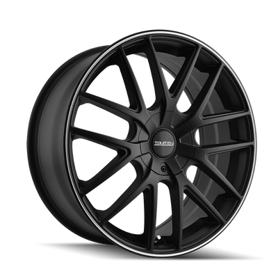 Touren - TR60 - Black - MATTE BLACK/MACHINED RING - 16" x 7", 42 Offset, 5x110/115 (Bolt Pattern), 72.6mm HUB
