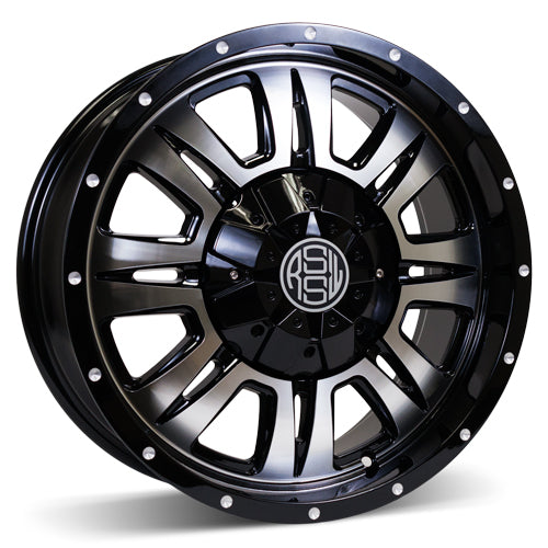 RSSW - Heritage - Black - Gloss Black Machined Face - 17" x 7.5", 15 Offset, 6x139.7 (Bolt Pattern), 106mm HUB