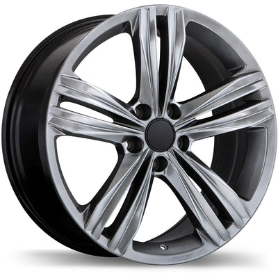 Replika - R205 - Gunmetal - Dark Hyper Silver - 17" x 7.5", 33 Offset, 5x112 (Bolt Pattern), 57.1mm HUB