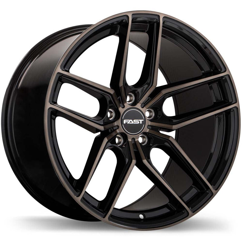 Fast Wheels - Aristo - Black - Gloss Black with Machined Face and Smoked Clear - 19" x 11", 25 Offset, 5x114.3 (Bolt Pattern), 72.6mm HUB