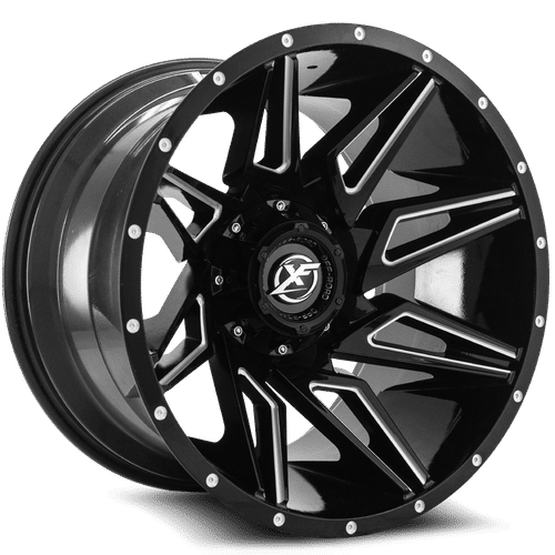 XF Off-Road - XF-218 - Black - Gloss Black Milled - 20" x 10", -12 Offset, 5x139.7/150 (Bolt pattern), 110.3mm HUB