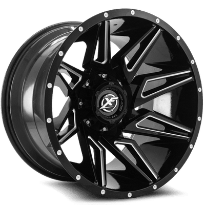 XF Off-Road - XF-218 - Black - Gloss Black Milled - 20" x 9", 0 Offset, 8x165.1/170 (Bolt pattern), 125.2mm HUB