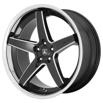Asanti Black - ABL31 REGAL - Black - GLOSS BLACK MILLED WITH CHROME LIP - 22" x 10.5", 35 Offset, 5x120 (Bolt Pattern), 74.1mm HUB