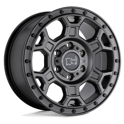 Black Rhino - MIDHILL - Gunmetal - MATTE GUNMETAL WITH BLACK BOLTS - 16" x 8", 45 Offset, 6x130 (Bolt Pattern), 84.1mm HUB