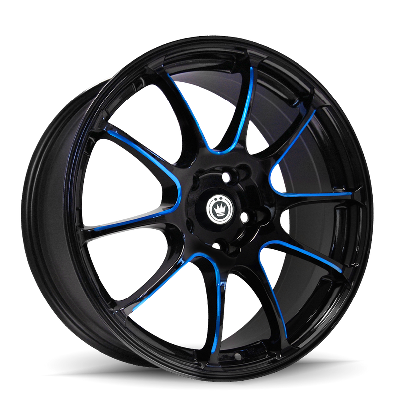 Konig - Illusion - Black - Black/Ball Cut Blue - 17" x 7", 40 Offset, 5x100 (Bolt Pattern), 73.1mm HUB