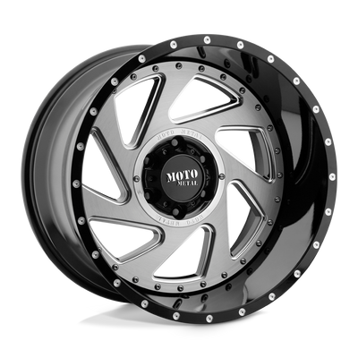 Moto Metal - MO989 CHANGE UP - Black - Gloss Black Milled Brushed Inserts - 20" x 12", -44 Offset, 5x127 (Bolt Pattern), 71.5mm HUB