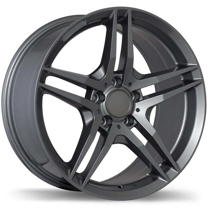 Replika - R170 - Gunmetal - Gloss Gunmetal - 18" x 8.5", 43 Offset, 5x112 (Bolt Pattern), 66.5mm HUB