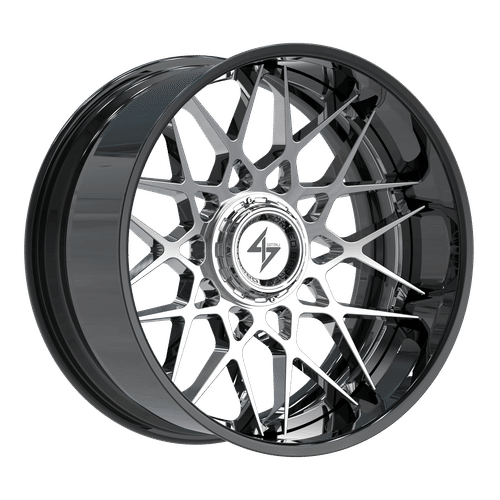Sentali - BFX-5 - Black - Gloss Black Lip / Chrome Centre - 24" x 14", -76 Offset, 8x165.1/170 (Bolt pattern), 125.2mm HUB