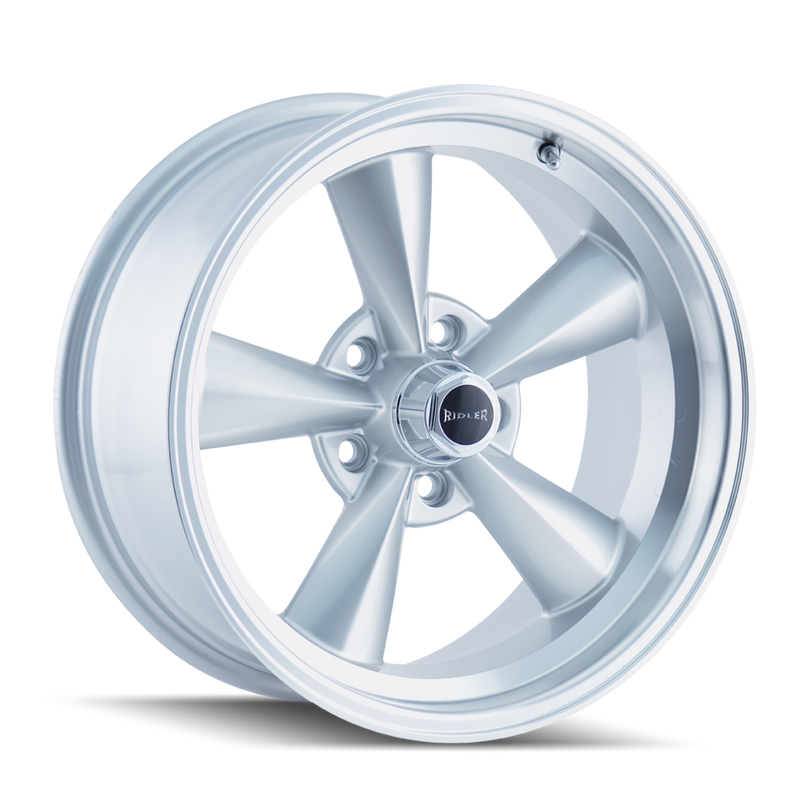 Ridler - 675 - Silver - SILVER/MACHINED LIP - 17" x 8", 0 Offset, 5x120.65 (Bolt Pattern), 83.8mm HUB
