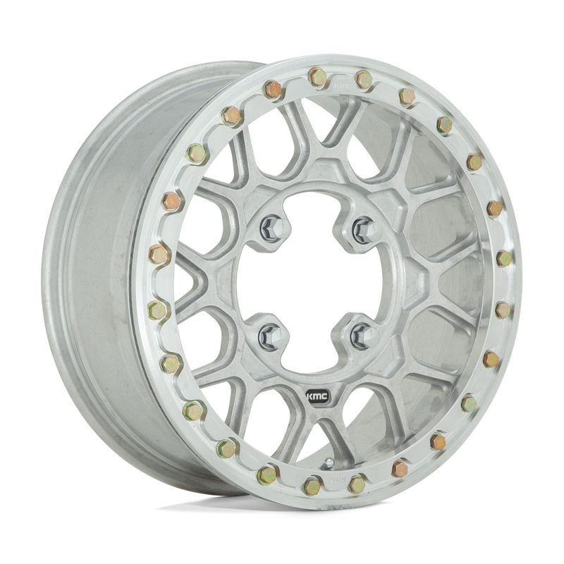 KMC Powersports - KS435 GRENADE BEADLOCK FORGED - Silver - RAW MACHINED FORGED - 15" x 6", 38 Offset, 4x137 (Bolt Pattern), 99.1mm HUB