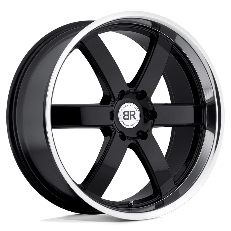 Black Rhino - PONDORA - Black - Gloss Black with Machine Ring - 20" x 8.5", 30 Offset, 6x135 (Bolt Pattern), 87.1mm HUB