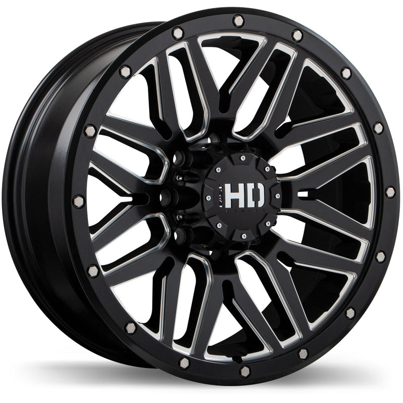 Fast HD - Menace - Black - Satin Black with Milled Trim - 17" x 8", 15 Offset, 8x165.1 (Bolt Pattern), 125mm HUB