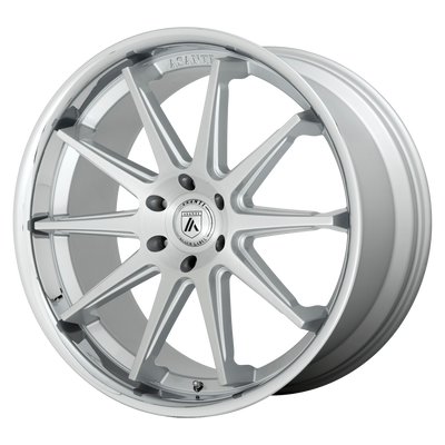 Asanti Black - ABL-29 EMPEROR - Silver - BRUSHED SILVER WITH CHROME LIP - 24" x 10", 15 Offset, 6x139.7 (Bolt Pattern), 106.1mm HUB