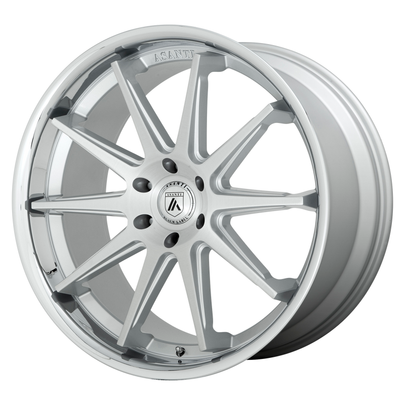 Asanti Black - ABL-29 EMPEROR - Silver - BRUSHED SILVER WITH CHROME LIP - 24" x 10", 15 Offset, 6x139.7 (Bolt Pattern), 106.1mm HUB