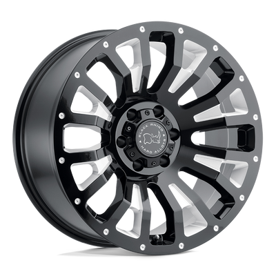Black Rhino - PINATUBO - Black - Gloss Black with Milled Inside Window - 17" x 9.5", -18 Offset, 8x180 (Bolt Pattern), 125.1mm HUB