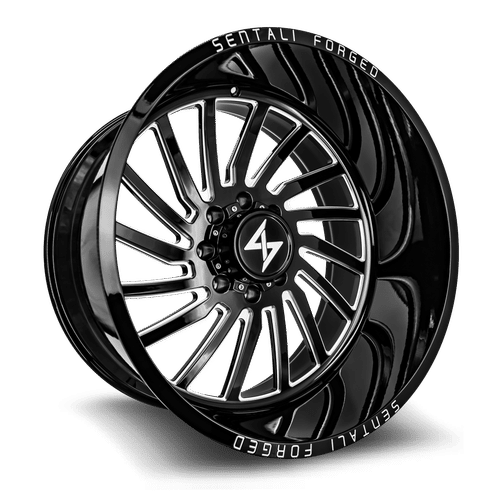 Sentali - Forged SF-1 - Black - Gloss Black Milled - 28" x 16", -99 Offset, 8x180 (Bolt pattern), 124.3mm HUB