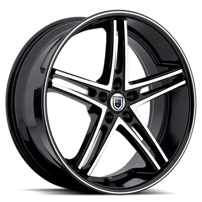 Asanti Black - ABL-7 - Black - MACHINE FACE WITH BLACK LIP - 22" x 10", 20 Offset, 5x115 (Bolt Pattern), 74.1mm HUB